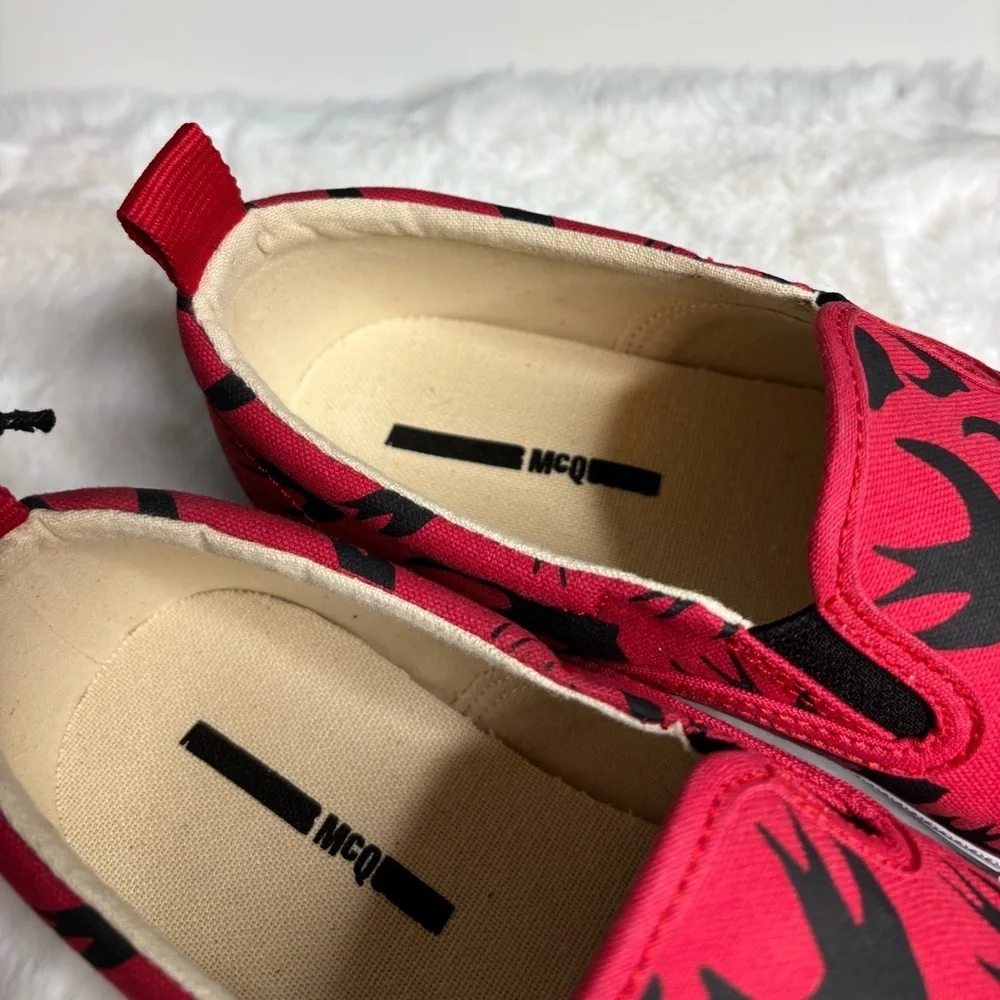 NIB MCQ by Alexander McQueen Unisex Swallow Slip-On Sneakers Red EU 41